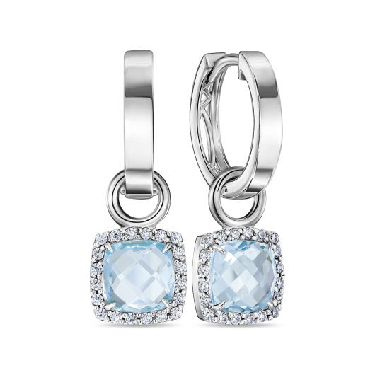 Серьги с фианитами и топазом