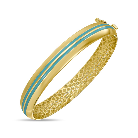 Браслет жесткий с фианитами и эмалью