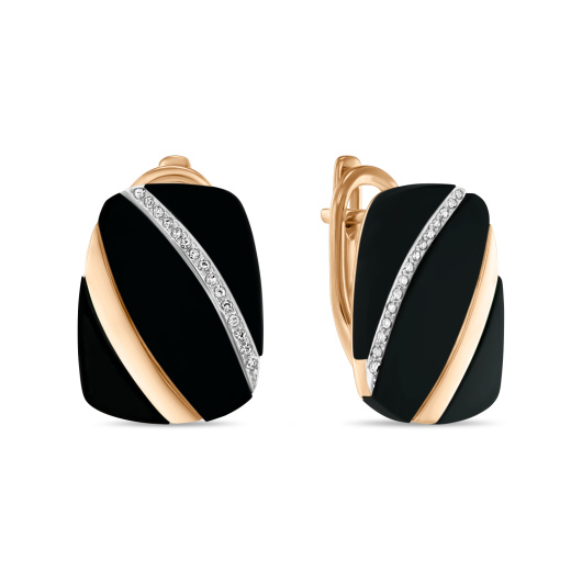 Серьги с бриллиантами и ониксом