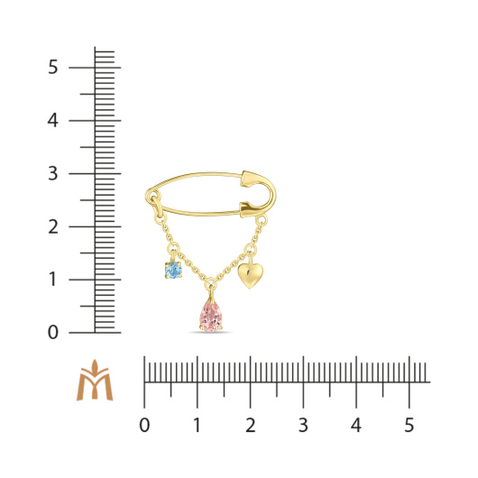 Брошь с топазом и наноситал морганитом