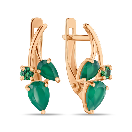 Серьги с агатами и фианитами