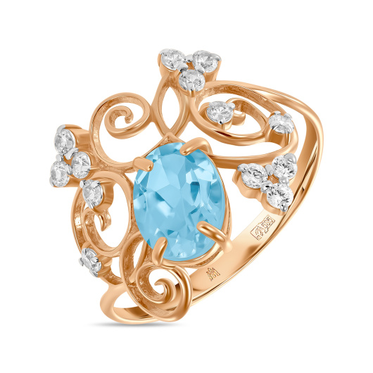 Кольцо с топазом и фианитом