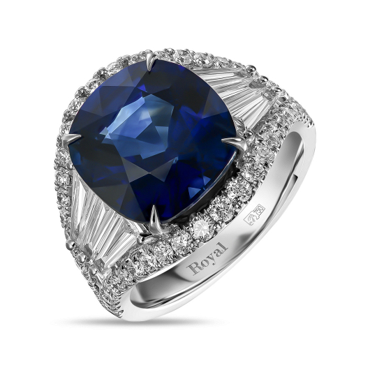 Кольцо с бриллиантами и сапфиром