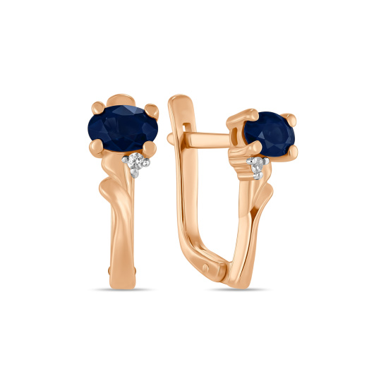 Серьги с сапфирами и фианитом