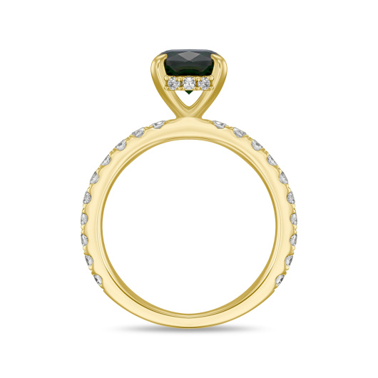 Кольцо с бриллиантами и цаворитом