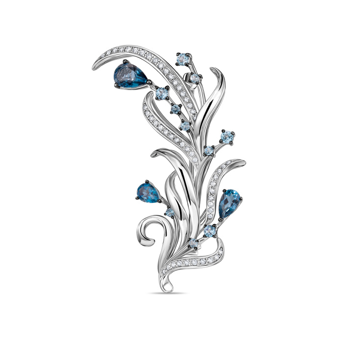 Брошь с топазами и бриллиантами - фото 1