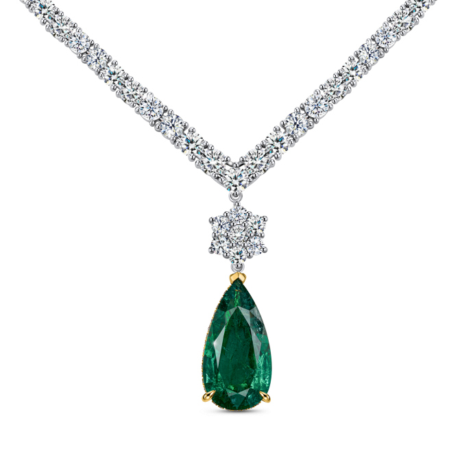 Колье с бриллиантами и изумрудом - фото 1 Колье с бриллиантами и изумрудом - фото 1