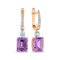 Серьги с аметистами и фианитами - фото 1 Серьги с аметистами и фианитами - фото 1