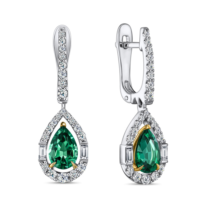 Серьги с бриллиантами и изумрудами - фото 1 Серьги с бриллиантами и изумрудами - фото 1