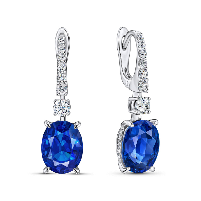 Серьги с бриллиантами и сапфирами - фото 1