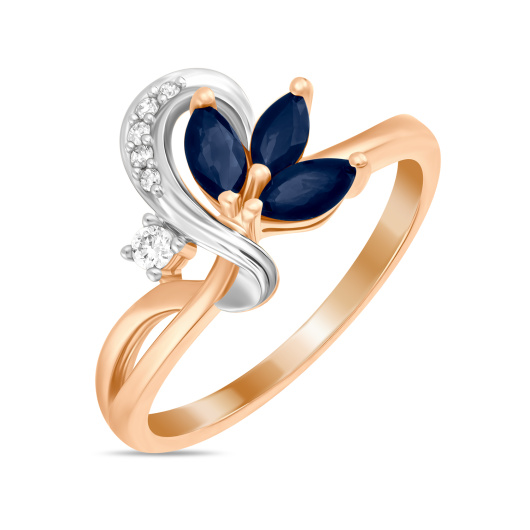 Кольцо с сапфирами и бриллиантами