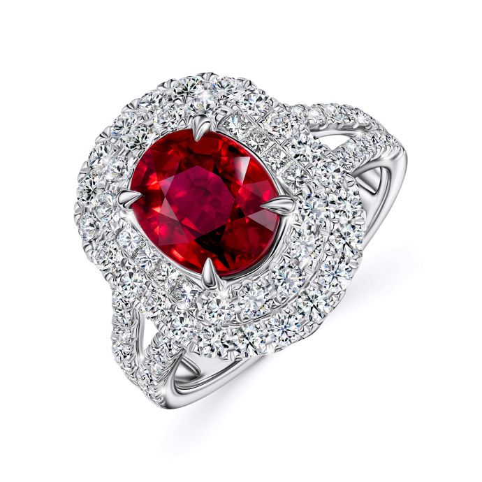 Кольцо с бриллиантами и рубином - фото 2