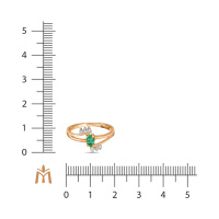 Кольцо с фианитом и изумрудом - фото 2