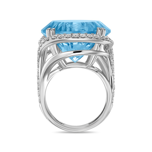 Кольцо с бриллиантами и топазом