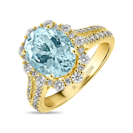 Кольцо с аквамарином и бриллиантами