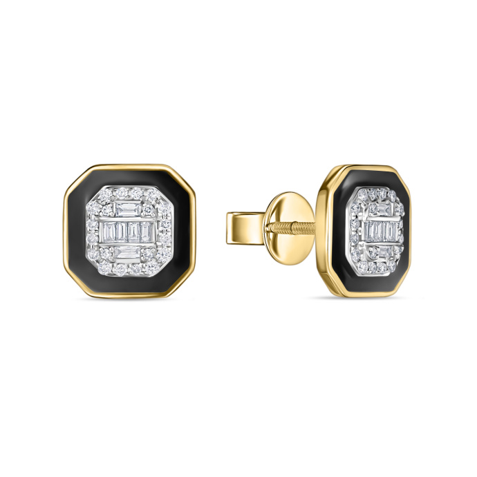 Серьги с бриллиантами и керамикой - фото 1