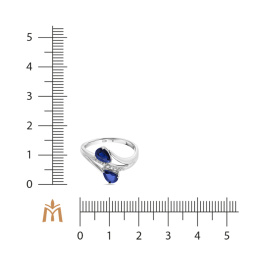 Кольцо с сапфирами и фианитом