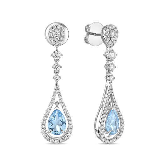 Серьги с аквамаринами и бриллиантами
