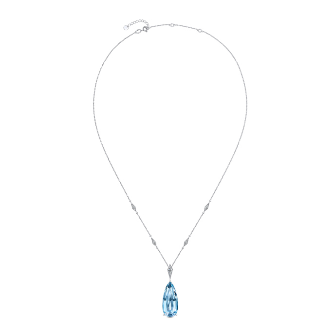 Колье с аквамарином и бриллиантами - фото 3