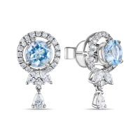 Серьги с аквамаринами и бриллиантами - фото 1