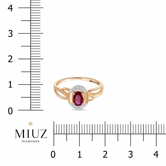 Кольцо с бриллиантами и рубином R755-68999R002-R17 - Фото 2