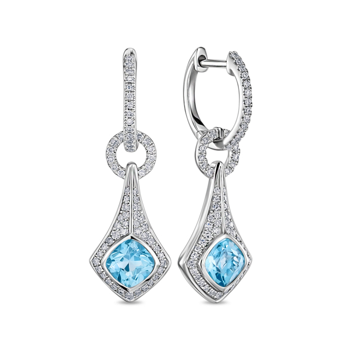 Серьги с топазами и бриллиантами - фото 1 Серьги с топазами и бриллиантами - фото 1