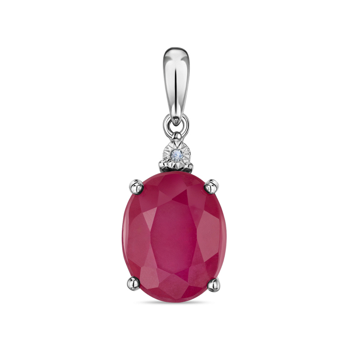 Подвеска с бриллиантом и облагороженным рубином - фото 1