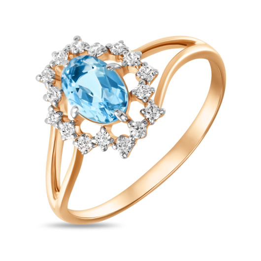 Кольцо с топазом и фианитом