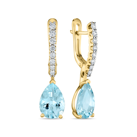 Серьги с аквамаринами и бриллиантами