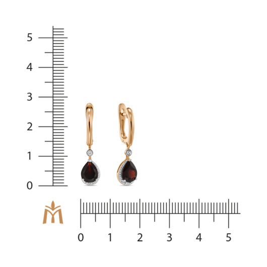 Серьги с бриллиантами и гранатами