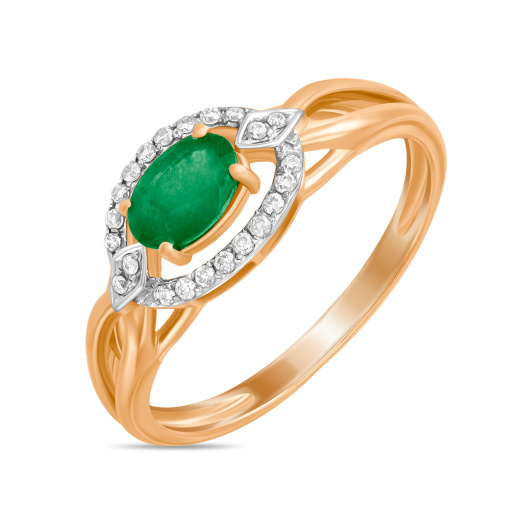 Кольцо с изумрудом и бриллиантами