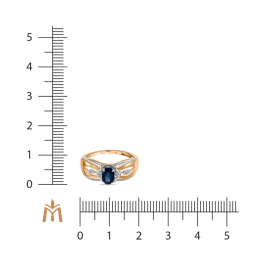 Кольцо с бриллиантами и сапфиром