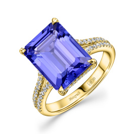 Кольцо с бриллиантами и танзанитом