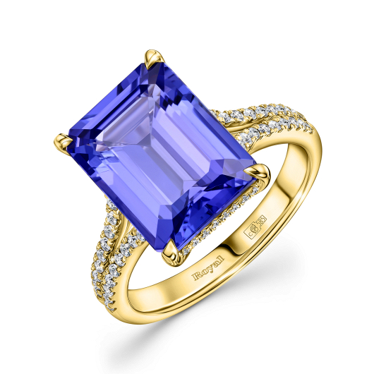 Кольцо с бриллиантами и танзанитом