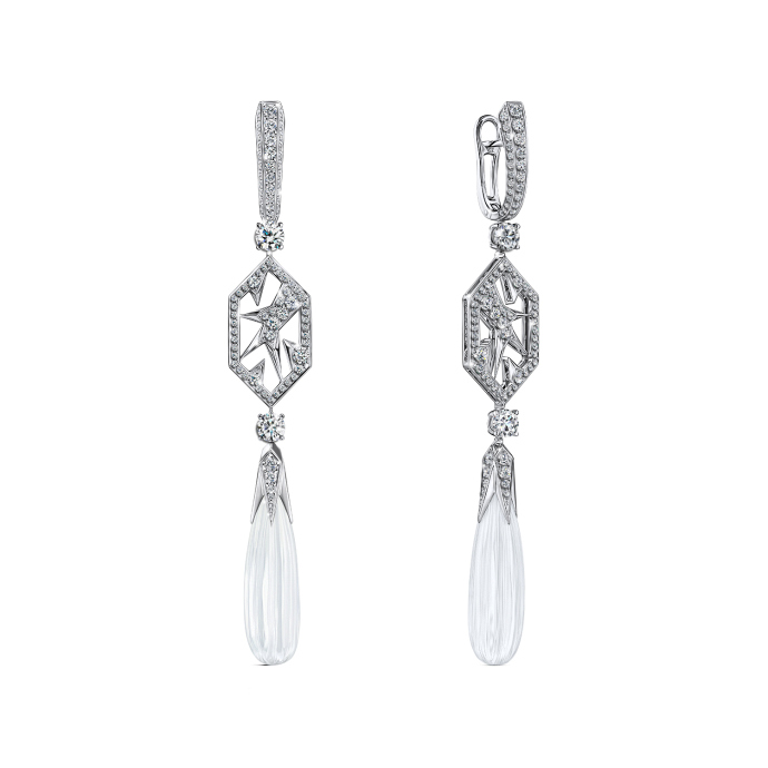 Серьги с бриллиантами и горным хрусталем - фото 1 Серьги с бриллиантами и горным хрусталем - фото 1