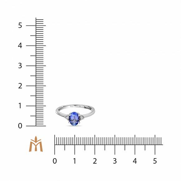 Кольцо c бриллиантами и танзанитом
