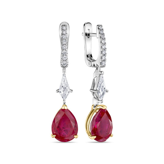 Серьги с бриллиантом и рубинами - фото 1 Серьги с бриллиантом и рубинами - фото 1