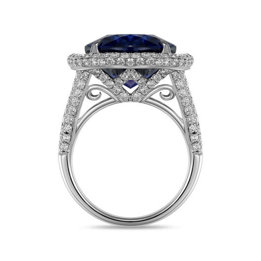 Кольцо с бриллиантами и танзанитом