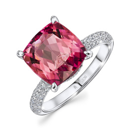 Кольцо с бриллиантами и турмалином