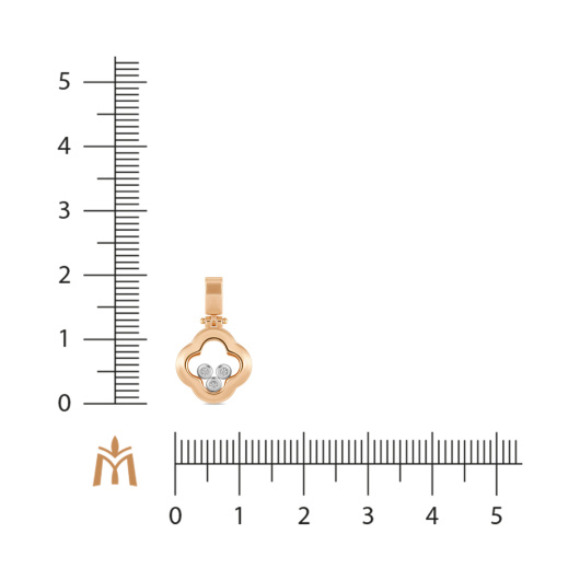 Подвеска с фианитом и стеклом