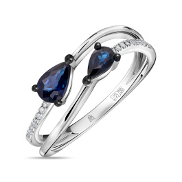 Кольцо с бриллиантами и сапфирами