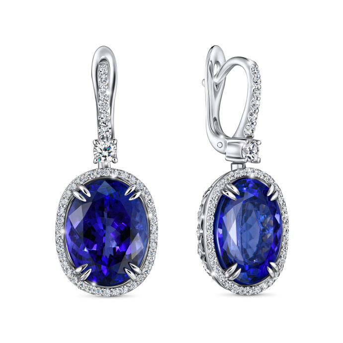 Серьги с бриллиантами и танзанитами - фото 1