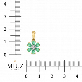 Подвеска с бриллиантом и изумрудами