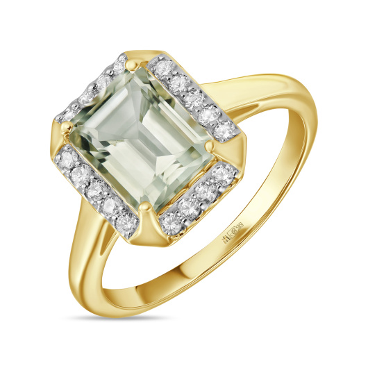 Кольцо с аметистом и фианитами