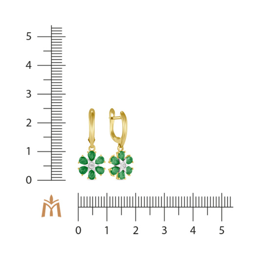 Серьги с бриллиантами и изумрудами