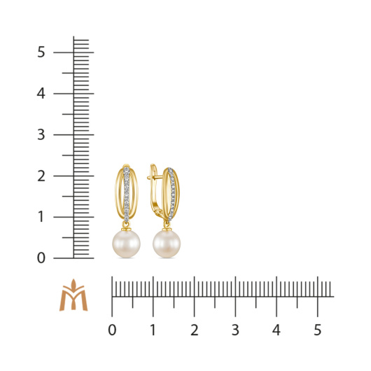 Серьги с жемчугом и фианитом