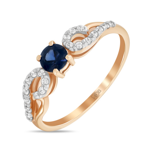 Кольцо с сапфиром и фианитом