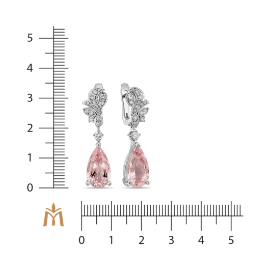 Серьги с бриллиантом и морганитами