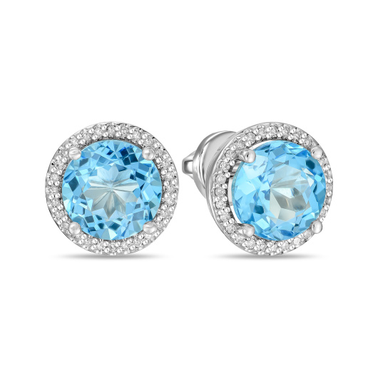 Серьги с бриллиантами и топазами