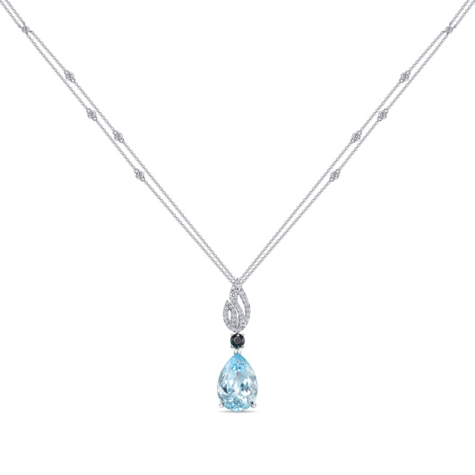 Колье с аквамарином, бриллиантами и сапфиром